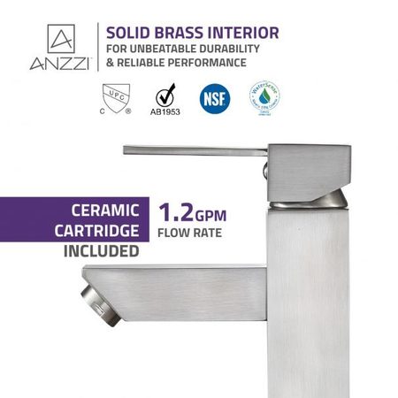 Anzzi Pygmy Single Hole Single Handle Bathroom Faucet in Brushed Nickel L-AZ112BN